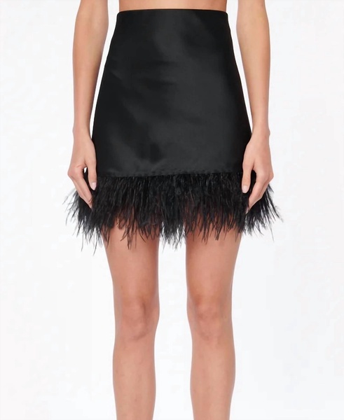 aviva feather mini skirt in black