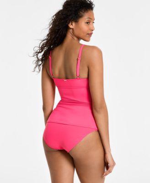 Women's Surplice V-Neck Underwire Tankini Top & High-Waist Bikini Bottoms 