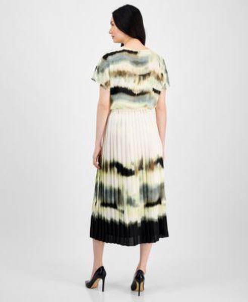 Women's Printed Dolman-Sleeve Top & Pleated Pull-On Midi Skirt