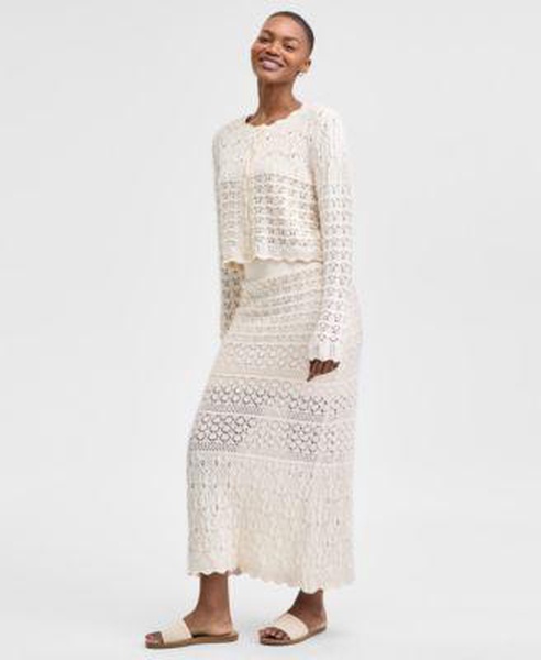 Women's Pointelle Cardigan & Maxi Skirt, Exclusively at Macy's