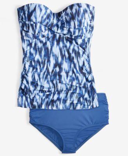 Women's Shirred Bandini Top & High-Waist Bottoms 