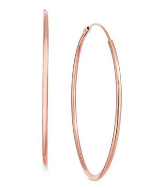 Large Silver Plated Endless Wire Medium Hoop Earrings 