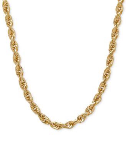Solid Glitter Rope 22" Chain Necklace (4mm) in 14k Gold