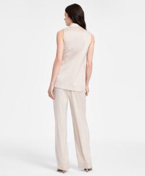 Women's Sleeveless Satin Side-Tie Vest & Wide-Leg Pants, Exclusively at Macy's