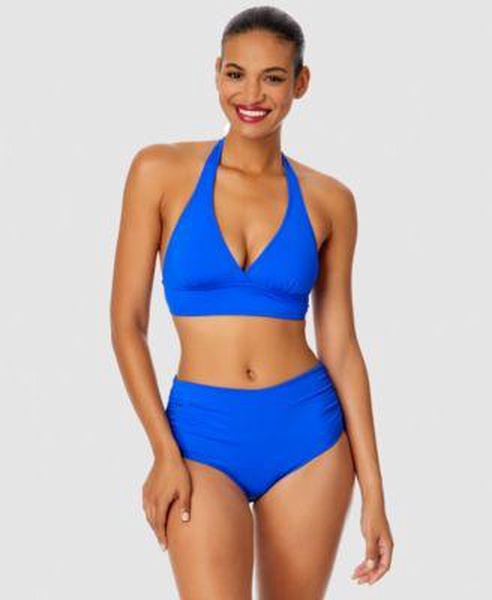 Women's Banded Halter Bikini Top & High-Waist Bottoms 