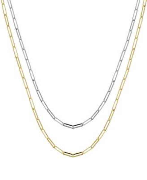 Paper Clip Link 18" Chain Necklace in Silver or Gold Plate