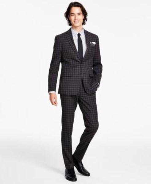 Men's Slim-Fit Check Suit Jacket & Pants, Created for Macy's