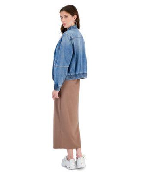 Women's Denim Bomber Jacket & Ribbed Scoop-Neck Maxi Dress, Created for Macy's