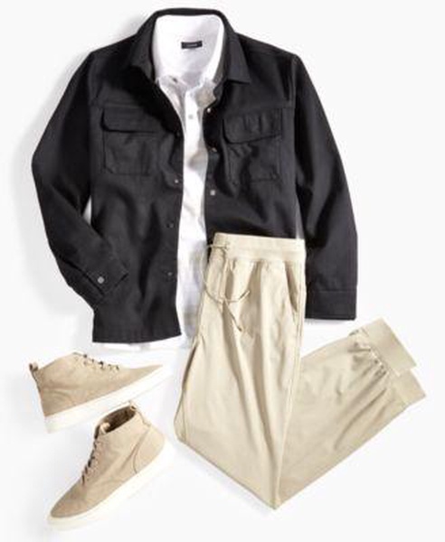 Men's Supima Knit Interlock Striped Polo Shirt, Utility Four-Pocket Shirt Jacket & Tech Jogger Pants, Created for Macy's