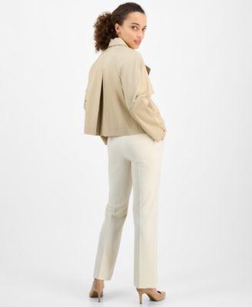 Petite Short Trench Coat & Straight-Leg Pants