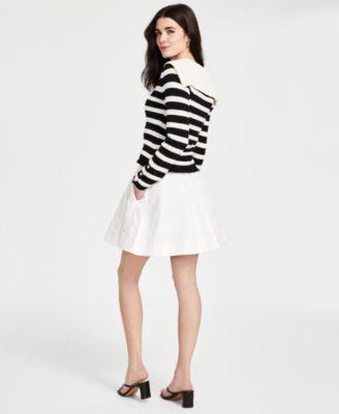 Women's Analissa Cotton Sailor-Collar Cardigan & Antheia Pleated Mini Skirt