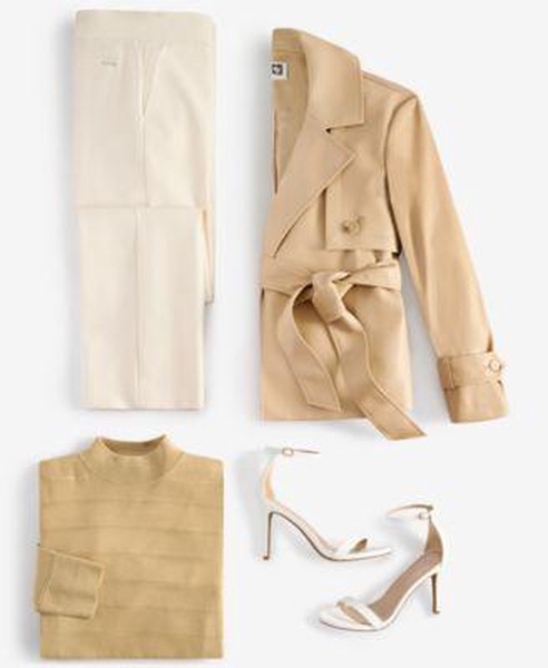 Women's Faux-Leather Trench Jacket, Mock Neck  Sweater & Straight-Leg Pants