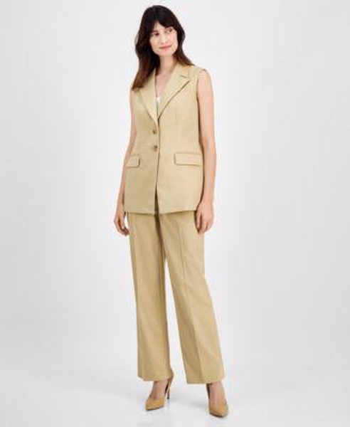 Women's Peak-Lapel Long Vest & Patch-Pocket Trousers