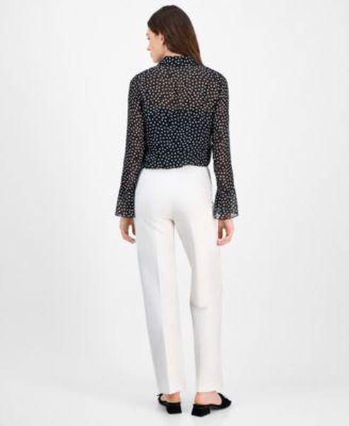 Women's Ruffled Polka Dot Shirt & High Rise Pull-On Pants