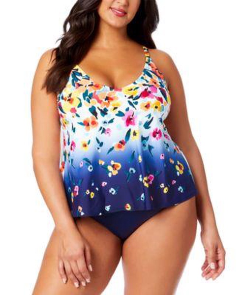 Plus Size Floral-Print Tankini Top & Bottoms 