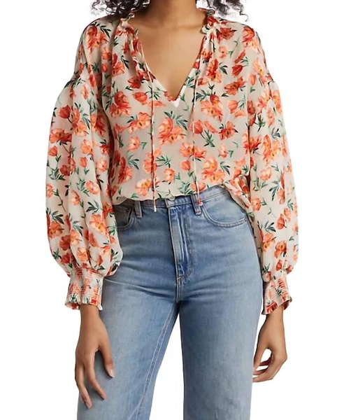 julius floral silk-blend blouse in falling for you off white