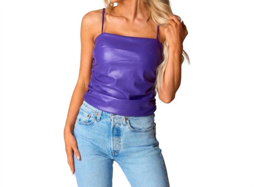 jolie vegan leather cropped tank top in purple