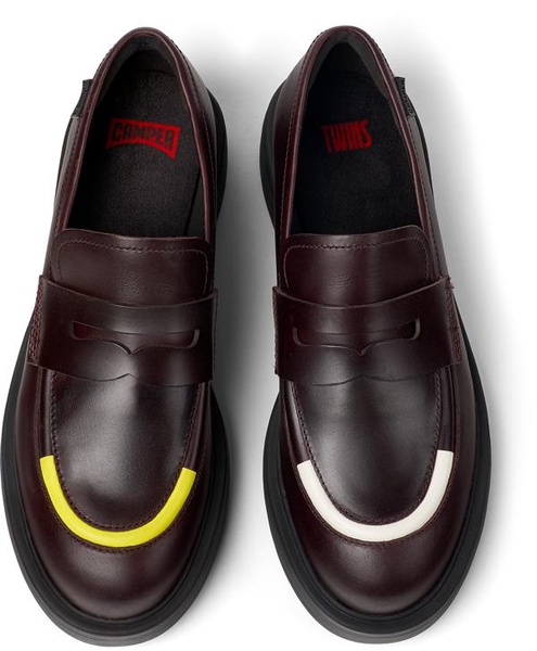 Burgundy leather loafers for women