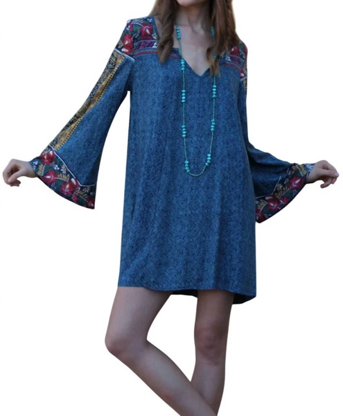 floral bell sleeve dress in multi