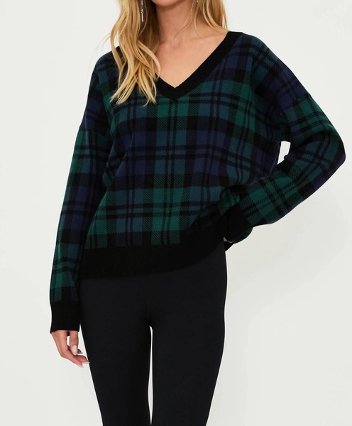 joey sweater in evergreen plaid