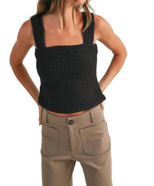 textured tank in black