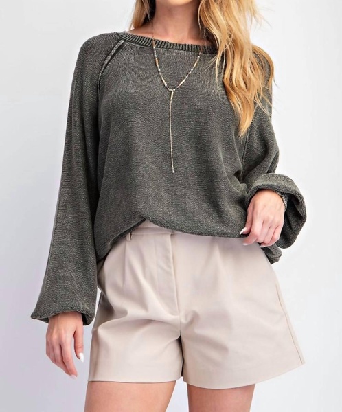 mineral washed sweater in black