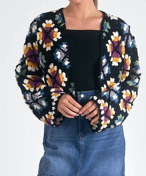 cardigan crochet sweater in multi