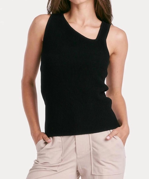 charlie cut out rib tank in black