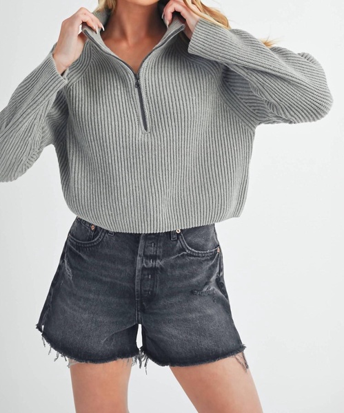 debbie half-zip sweater in heather gray