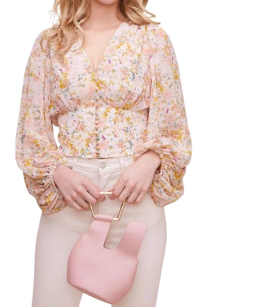 volume sleeve floral top in pink
