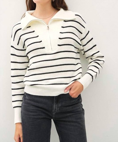 lisa sweater in white/black