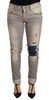 Acht Gray Cotton Slim Fit Folded Hem Women Denim Pant