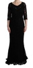 Dolce & Gabbana  Black Floral Ricamo Sheath Long Dress