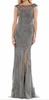 beaded lace tulle gown in grey