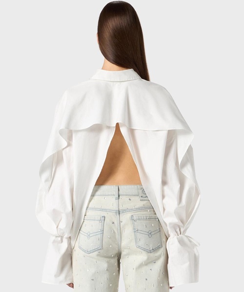 Polo neck blouse in poplin
