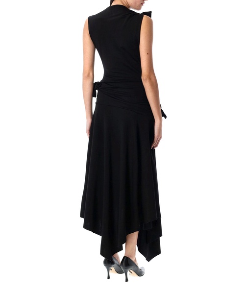Black Tie-Up Dress with Asymmetric Hem
