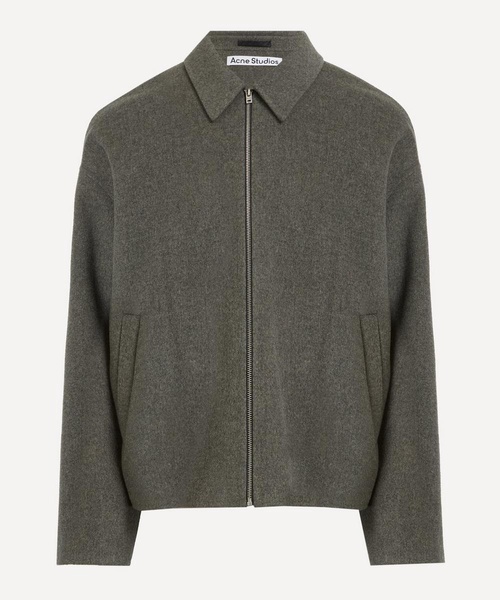 Grey Wool Zipper Jacket