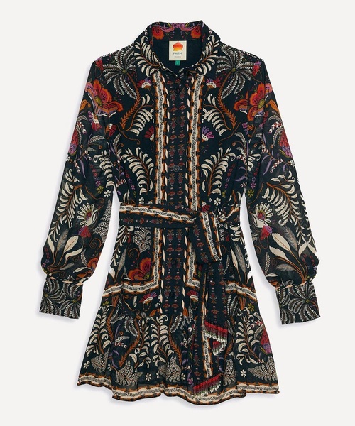 
                                
                                
                                    
                                        FARM Rio
                                    
                                
                                
                                Black Classic Garden Long Sleeve Mini-Dress
                            