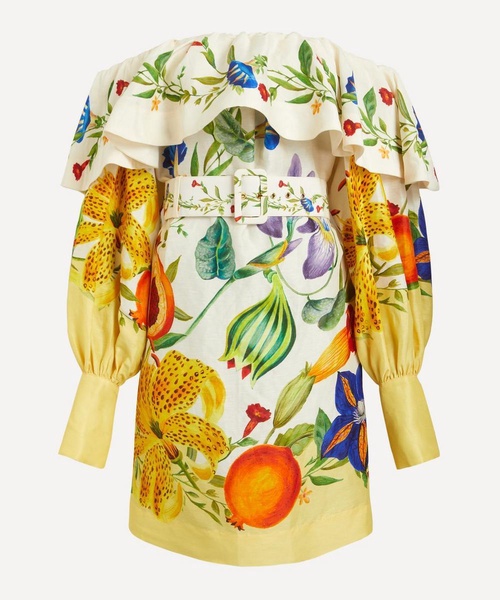 Flores Floral Linen-Blend Mini Dress