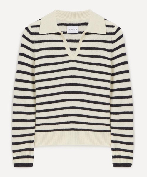 Striped Cashmere Polo Jumper