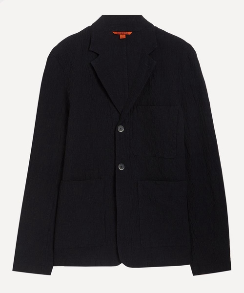 Navy Crinkled Cotton Overshirt