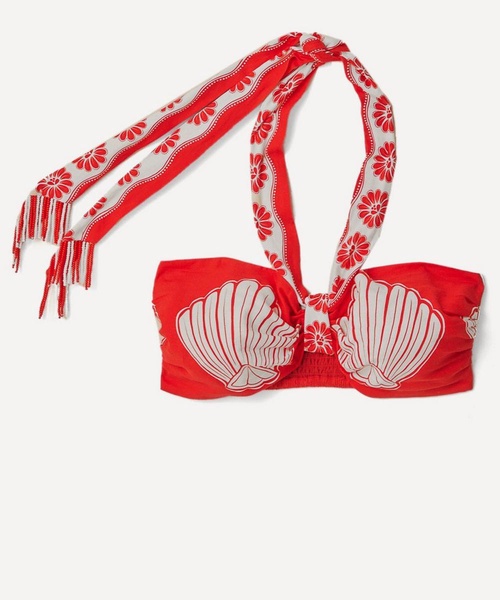 Red Ainika Shell Crop Top