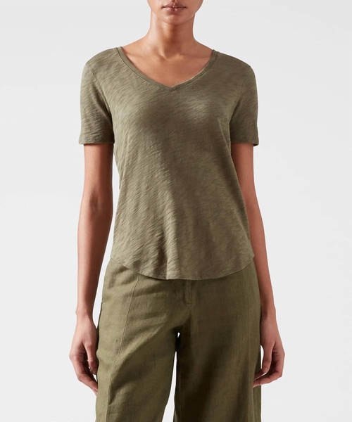 slub jersey classic v-neck tee in army