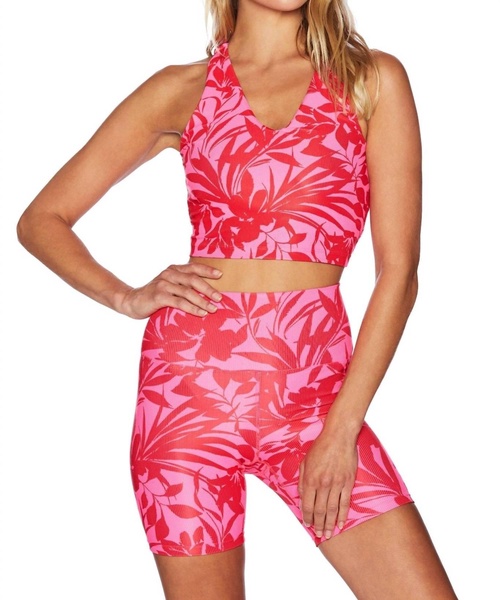 ruby top in neon hibiscus