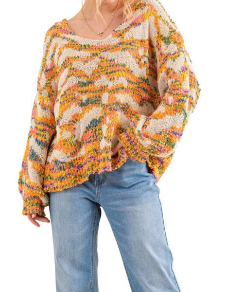 feel alive again sweater in yellow multi