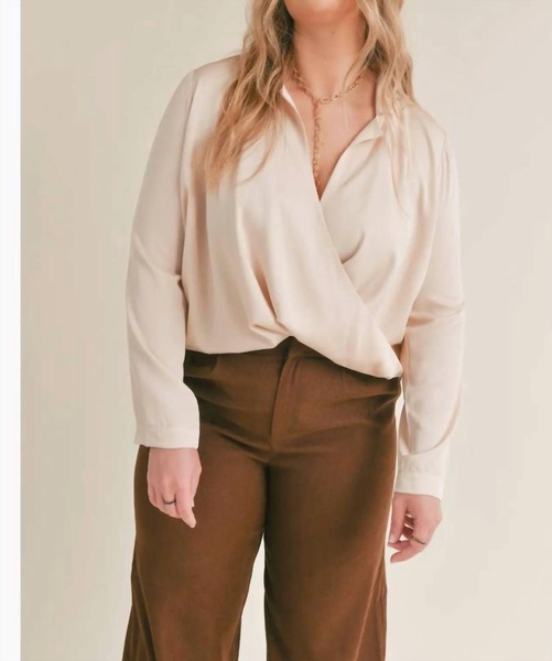 taz wrap long sleeve top in champagne