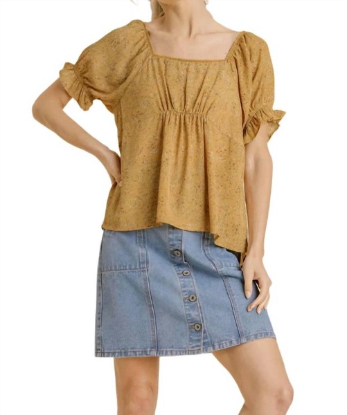 square neck floral babydoll top in honey