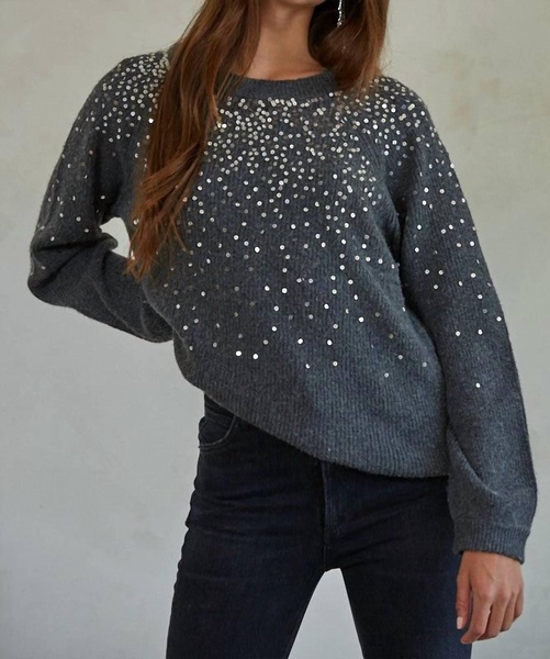 sparks fly pullover sweater in charcoal