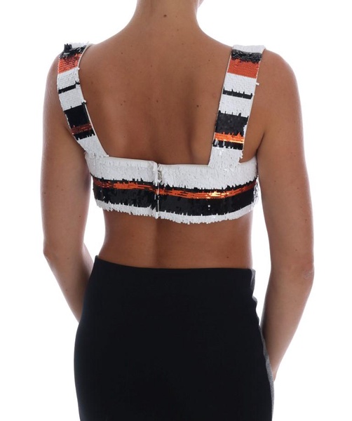 Dolce & Gabbana  Multicolor Sequined Stretch Bustier Top