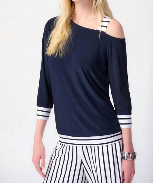 silky knit one shoulder boxy top in midnight